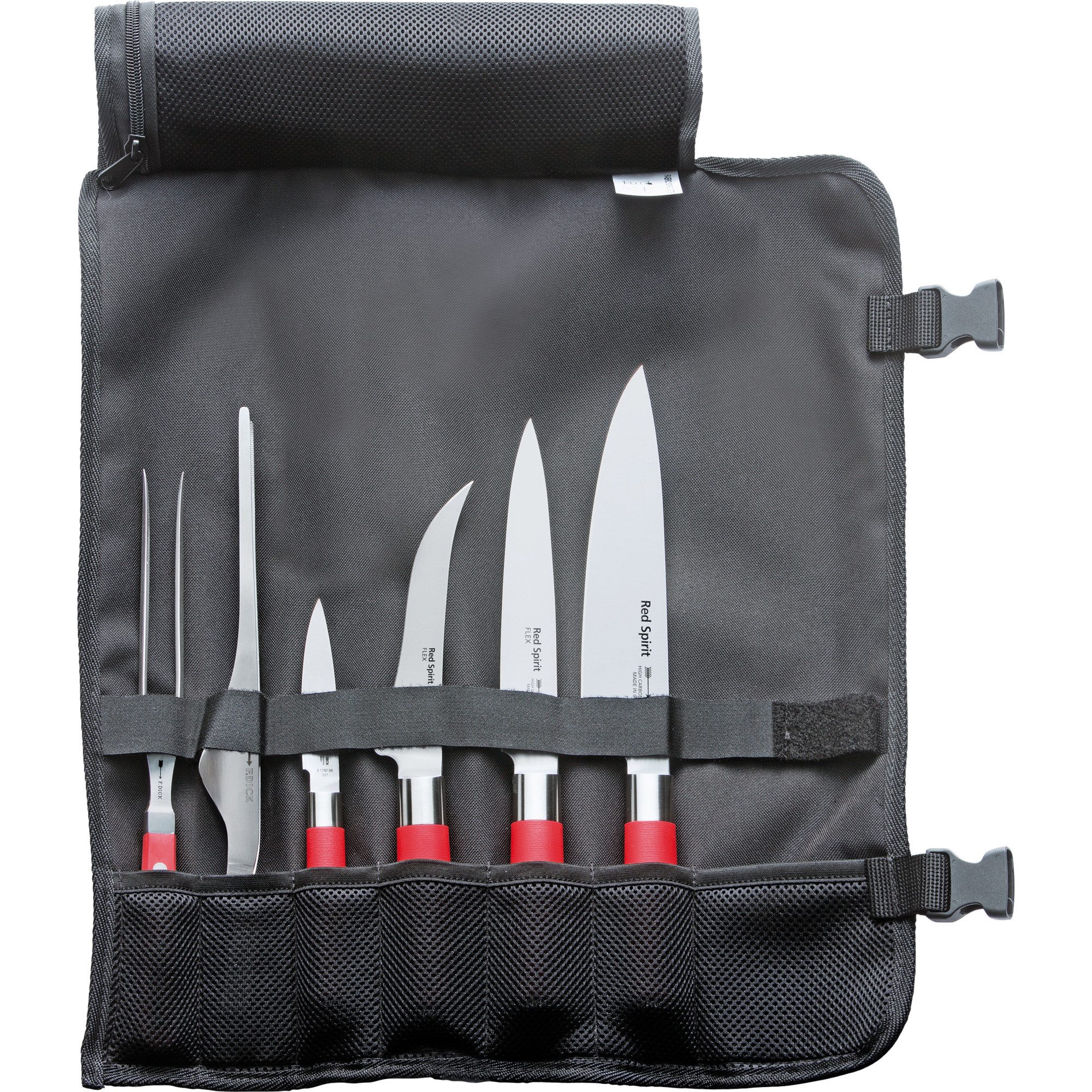 F. DICK Geschirr-Set DICK Textil-Rolltasche "Red Spirit", 6-teilig, Rostfreier Stahl