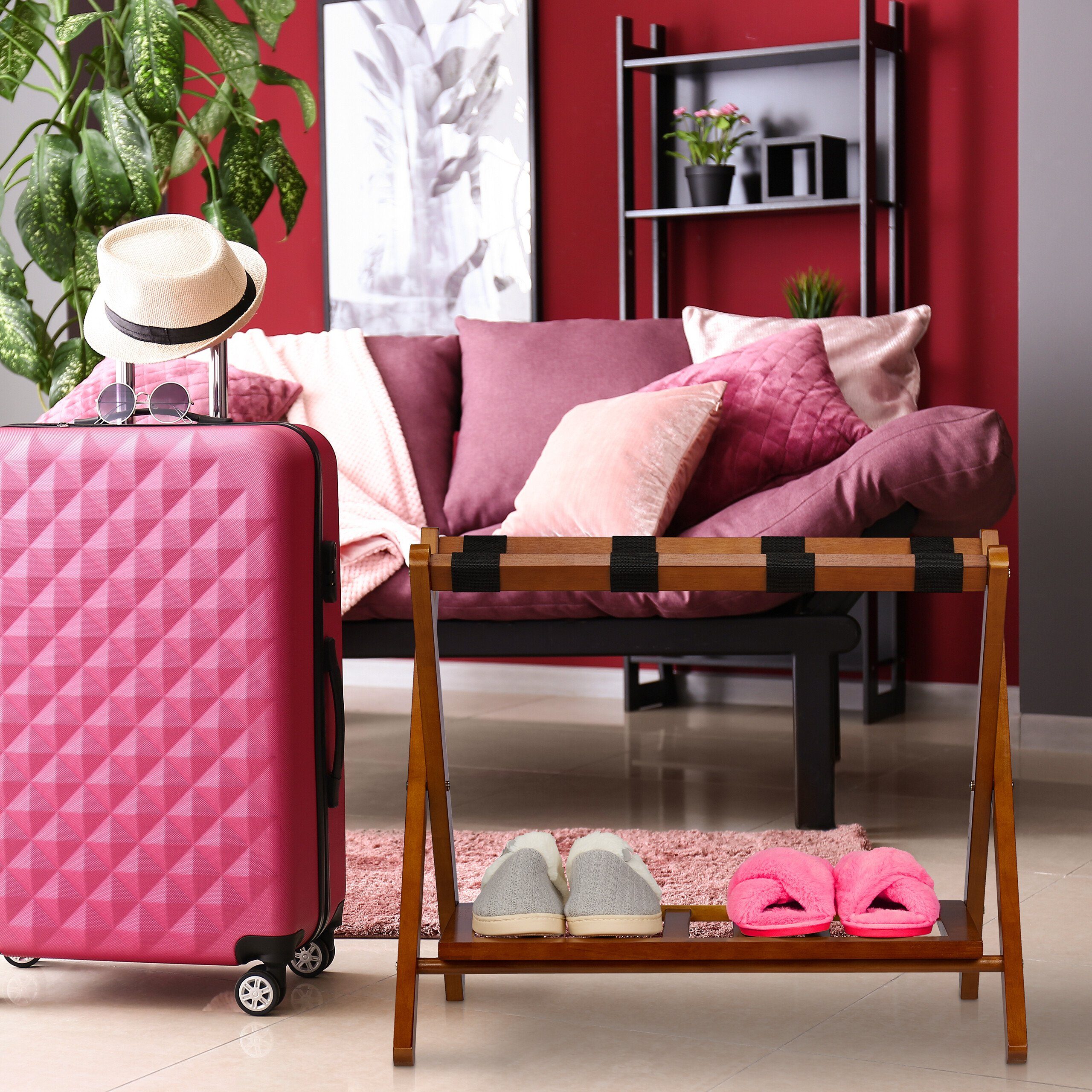 relaxdays Ablagetisch 2er Set Kofferständer klappbar