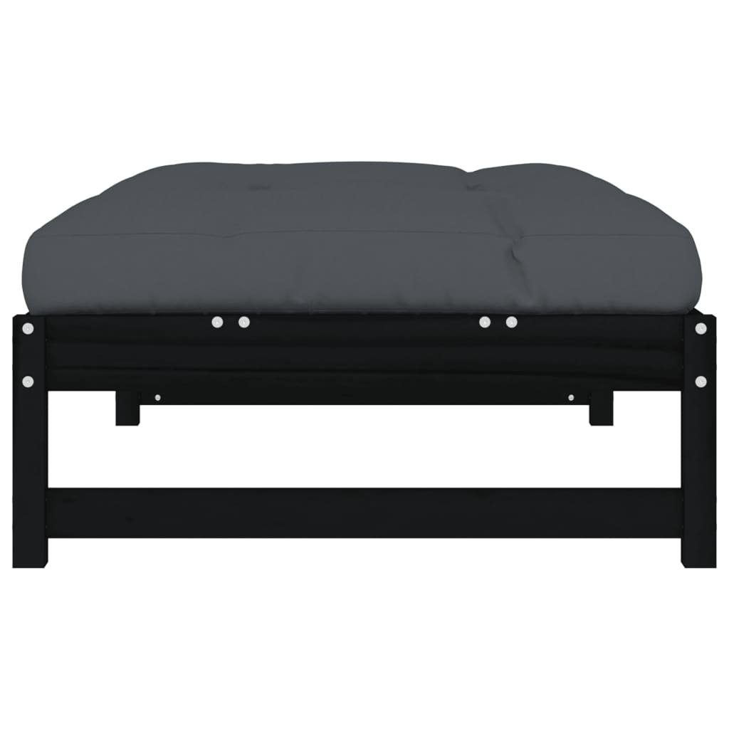 vidaXL Loungesofa Gartenhocker Schwarz 120x80 Kiefer, Massivholz Kiefer Teile 1 Schwarze cm