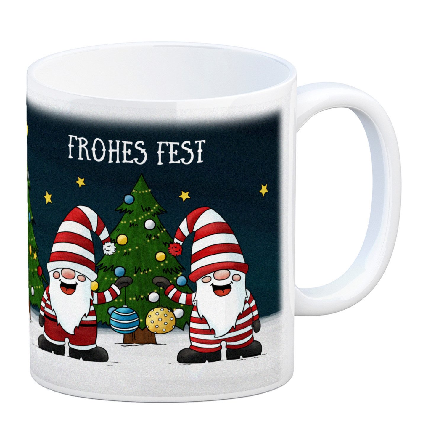 Tasse Frohes Fest Kaffeebecher mit Wichtel Motiv Weihnachten Advent Sterne