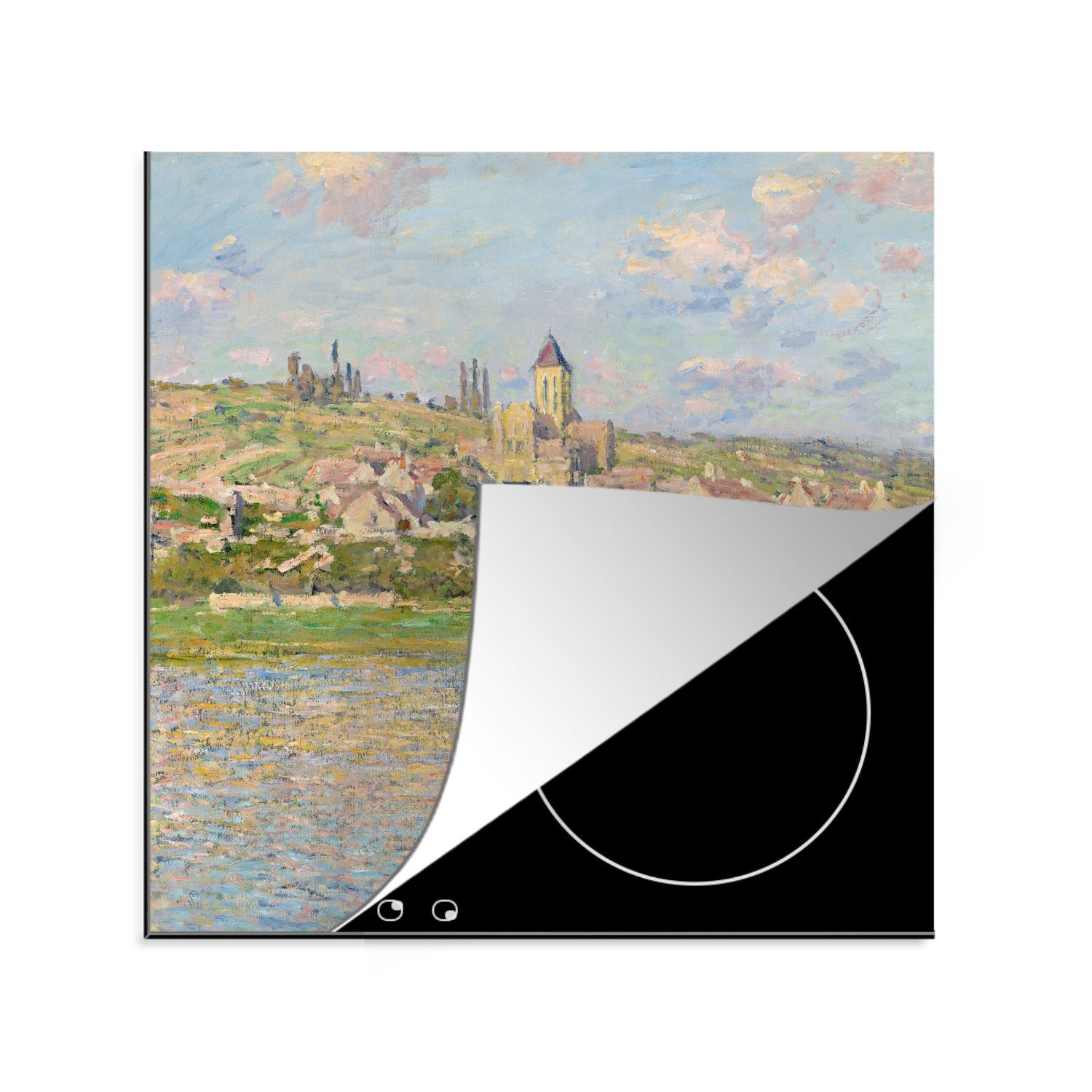 MuchoWow Herdblende-/Abdeckplatte Vétheuil - Claude Monet, Vinyl, (1 tlg), 78x78 cm, Ceranfeldabdeckung, Arbeitsplatte für küche
