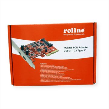 ROLINE PCI-Express-Karte, USB 3.2 Gen 2 Computer-Adapter, 2x USB-C