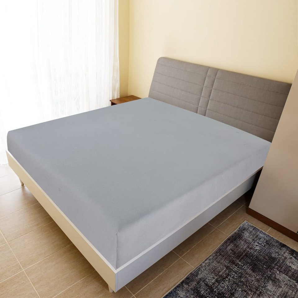 vidaXL Bett, Spannbettlaken 2 Stk. Jersey Grau 160x200 cm Baumwolle