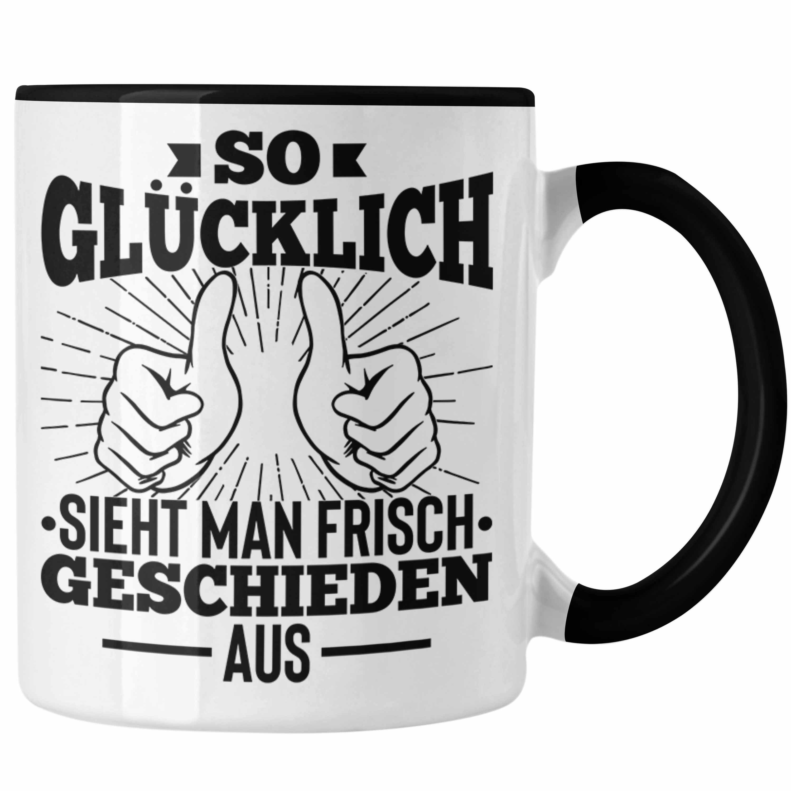 Trendation Tasse Scheidung - Schwarz Glücklich Lustig Tasse Trendation Geschenkidee Scheidung