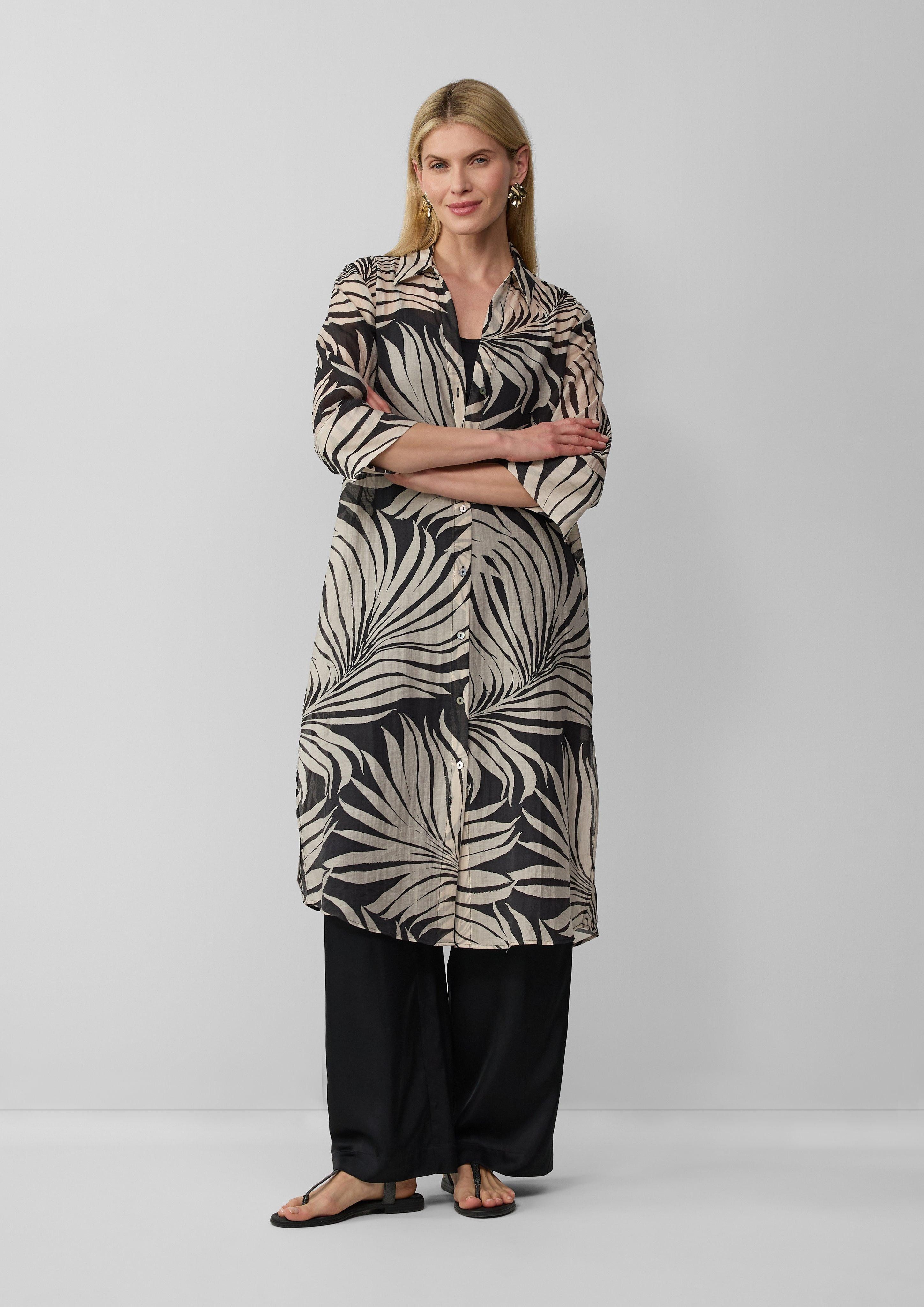 Langarmbluse Semitransparente Longbluse mit All-over-Print