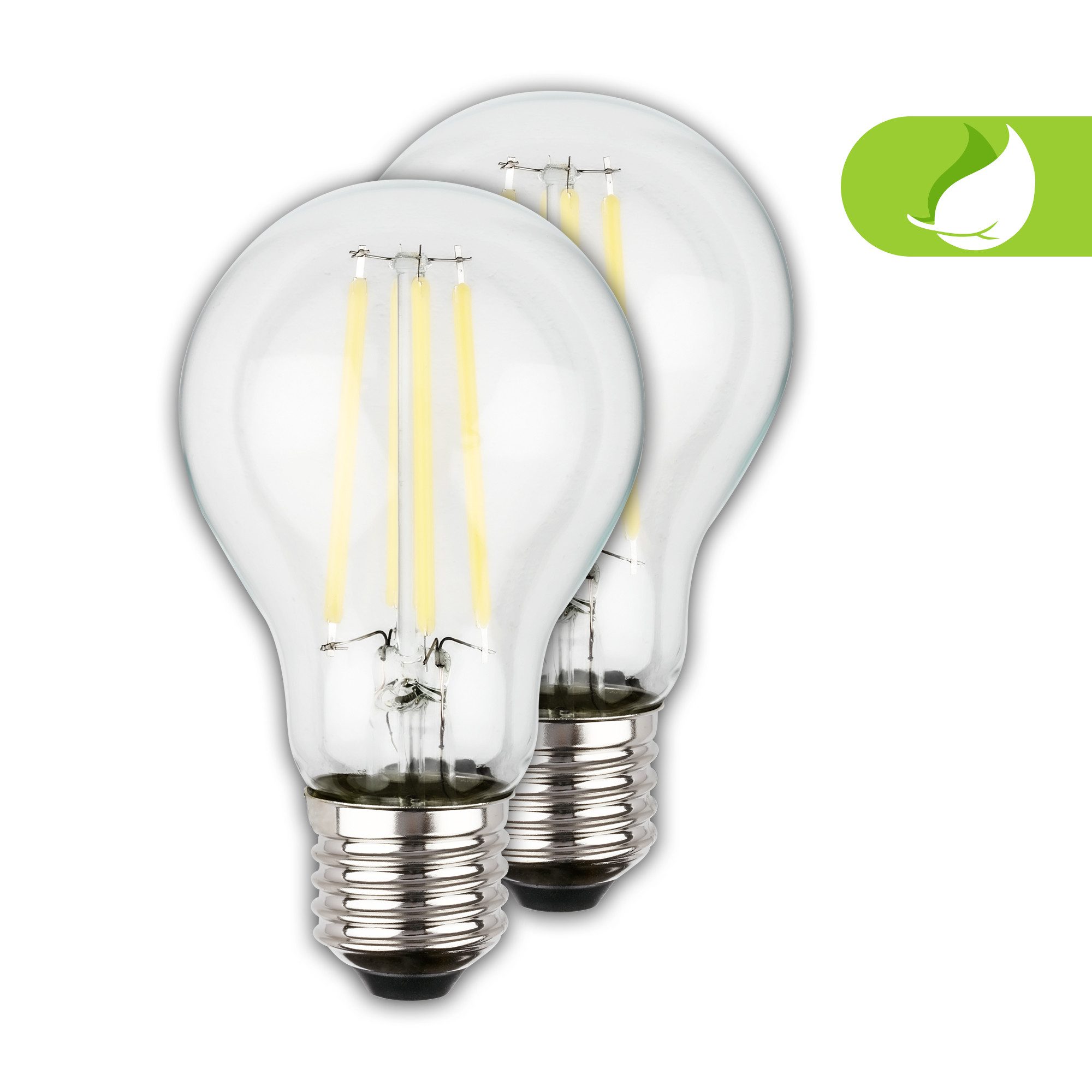 Briloner Leuchten LED-Leuchtmittel Ultraeffizientes A60 Leuchtmittel EEK A, 2er Set, E27, E27, Warmweiß, 5W, 1055 Lumen, 3000K