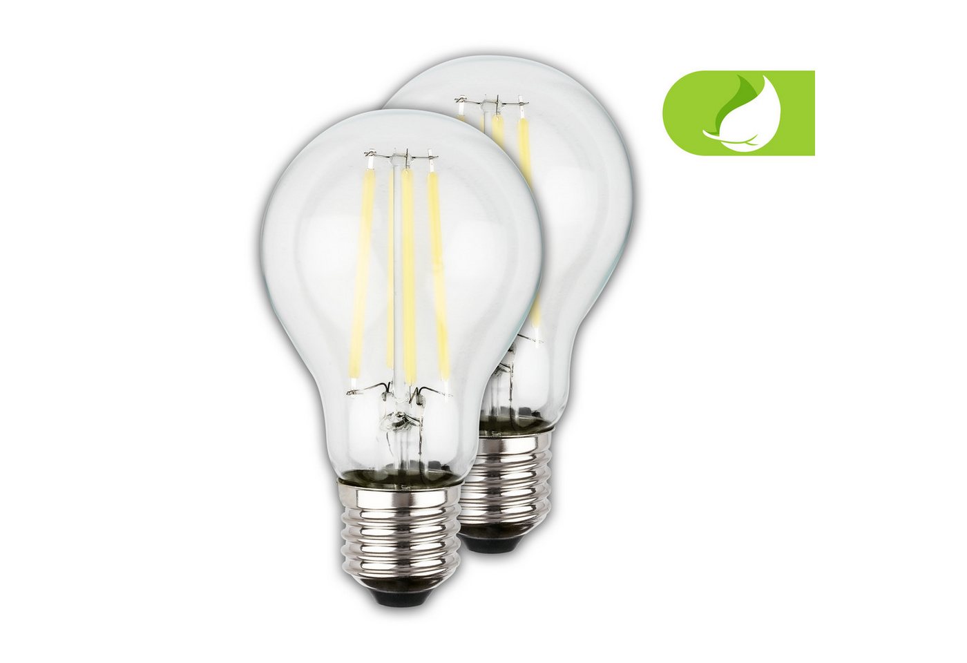 Briloner Leuchten LED-Leuchtmittel Ultraeffizientes A60 Leuchtmittel EEK A, 2er Set, E27, E27, Warmweiß, 4W, 840 Lumen, 3000K