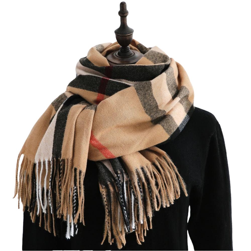 Blusmart Schal Karierter Schal für Damen, (Warmer Schal aus Kaschmirimitat, Zarte, weiche und elastische Haptik), Weiches und dehnbares Tragegefühl, einfach zusammenzustellen