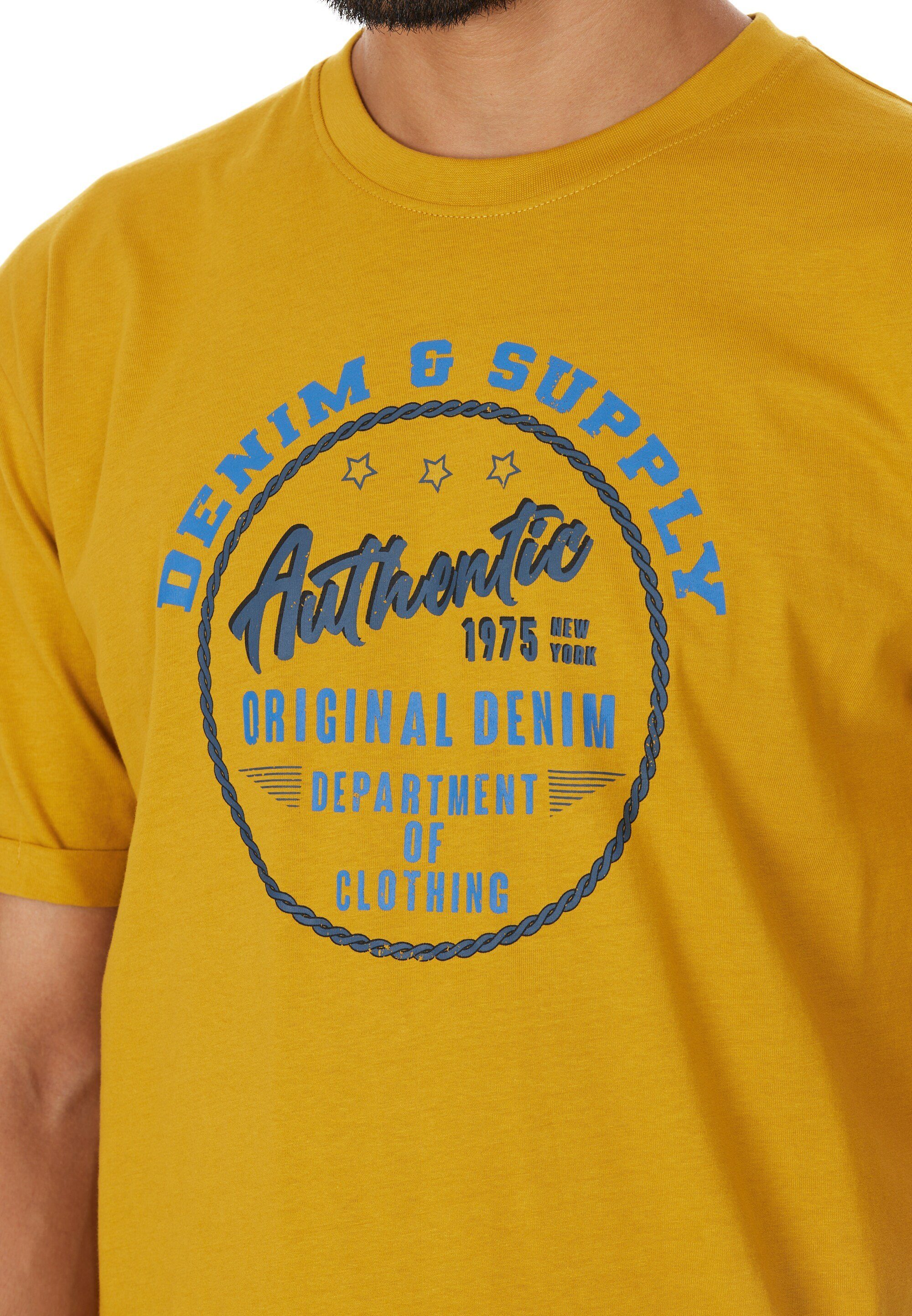 CRUZ T-Shirt Flemming mit stylischem Print gelb