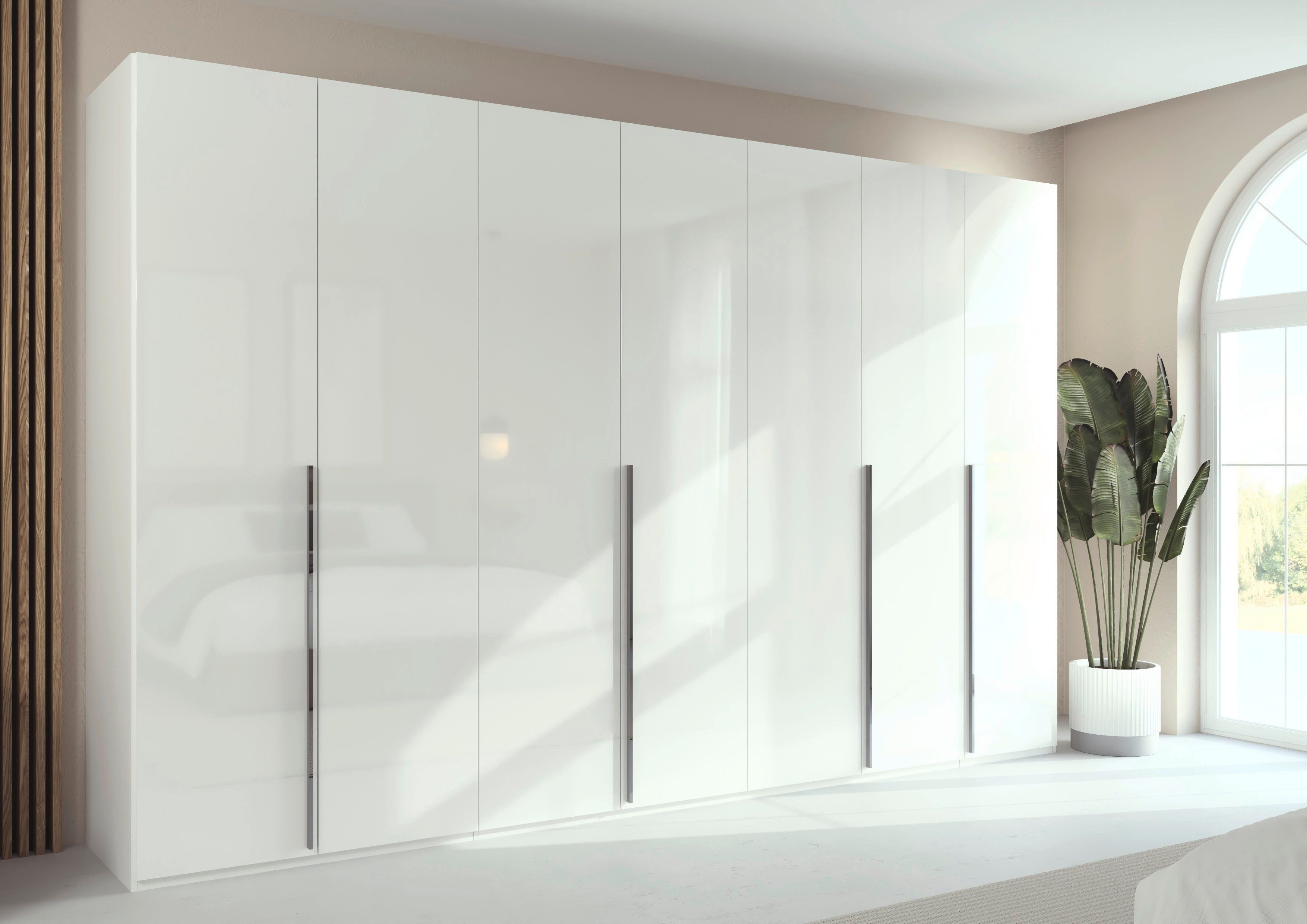 rauch Drehtürenschrank Kleiderschrank Schrank Garderobe Wäscheschrank BESTSELLER MONTCLAR (3 Ausstattungen BASIC/CLASSIC/PREMIUM (SOFT-CLOSE), Breiten 201-400 cm) Front in Glas/Hochglanz/Dekor/Grauspiegel in 5 Breiten MADE IN GERMANY