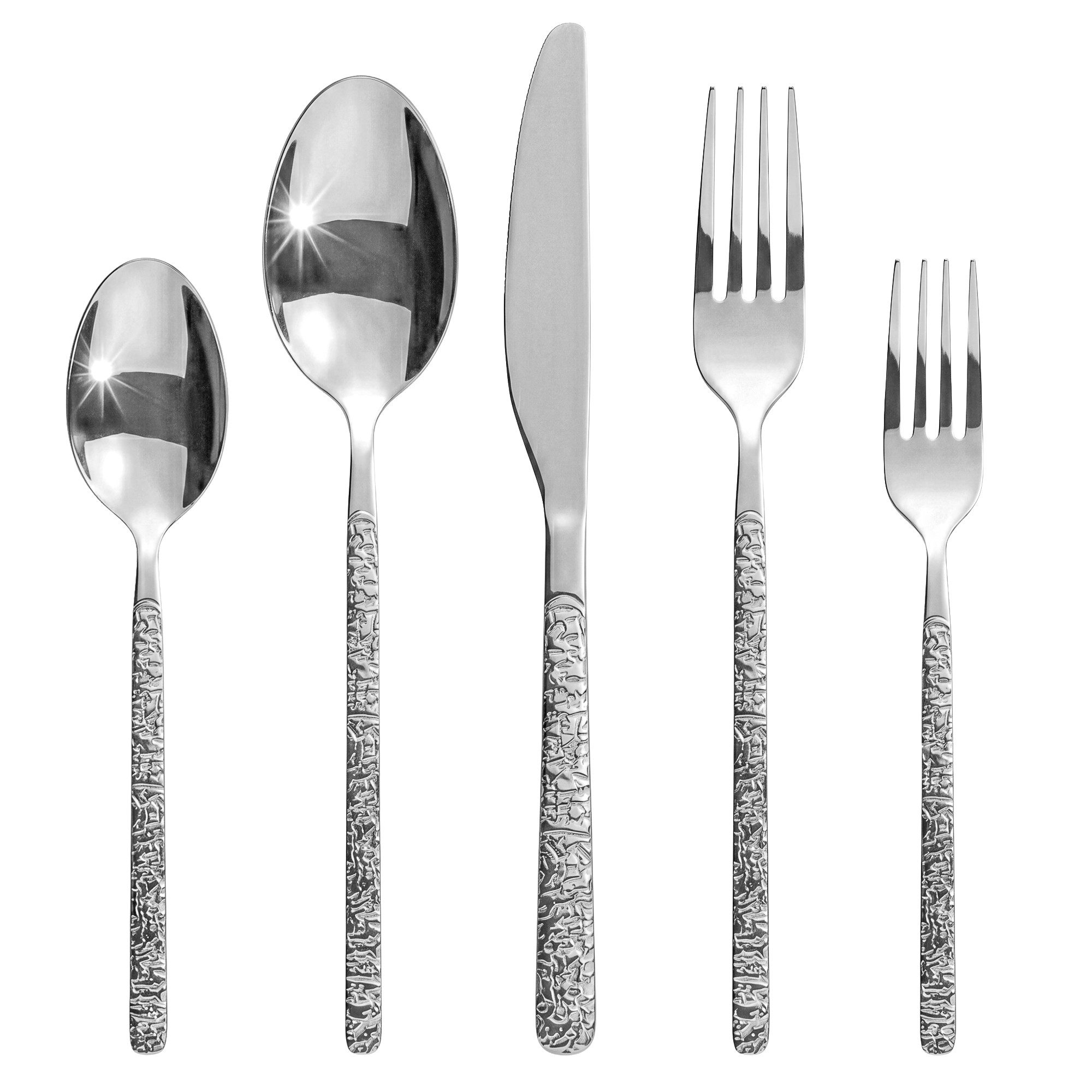 Roxlin Besteck-Set Roxlin Besteckset 30-tlg Stein Design Edelstahl, Gold/Schwarz/Silber, 6 Personen, Edelstahl