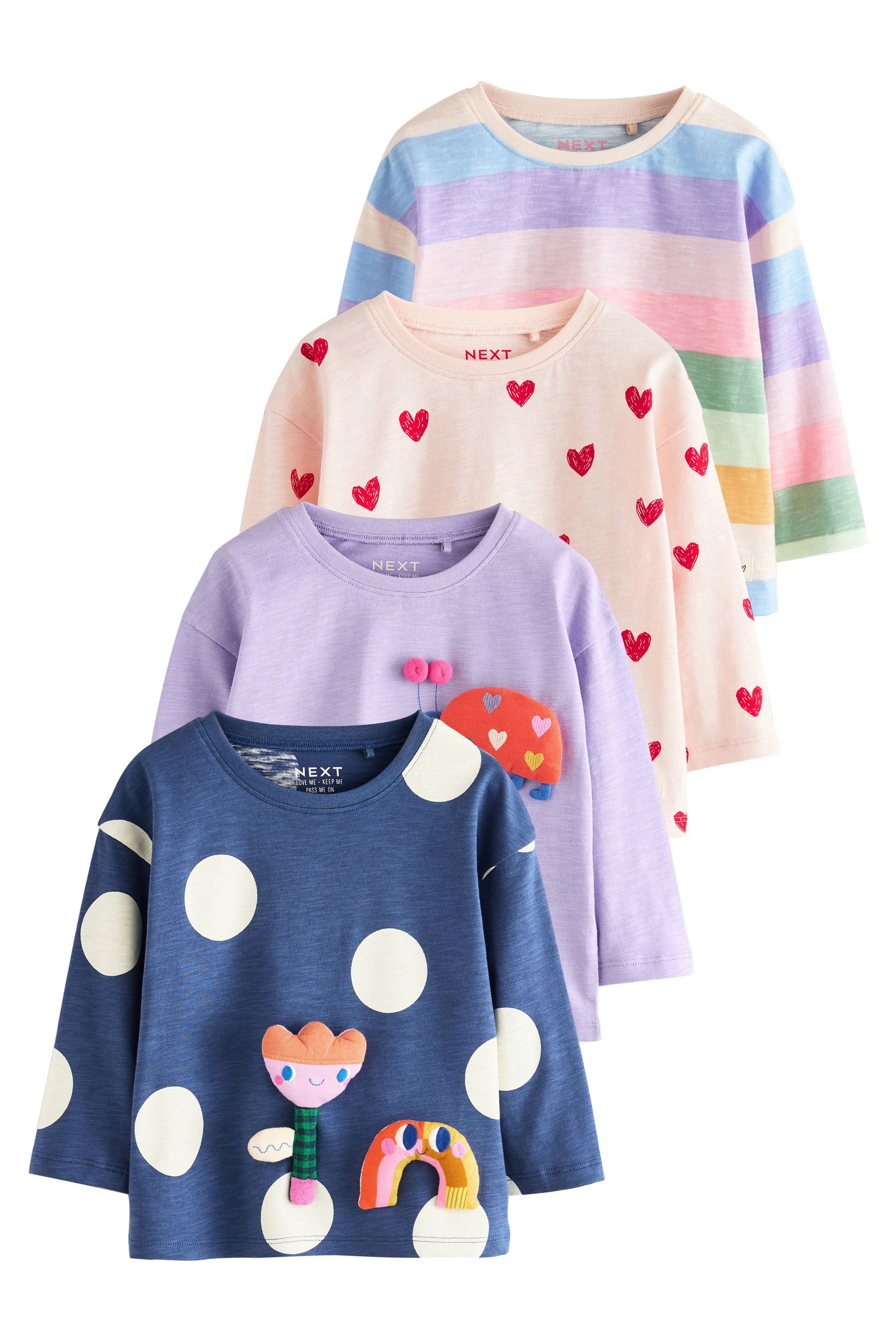 Next Langarmshirt Langärmelige Oberteile im 4er-Pack (4-tlg)