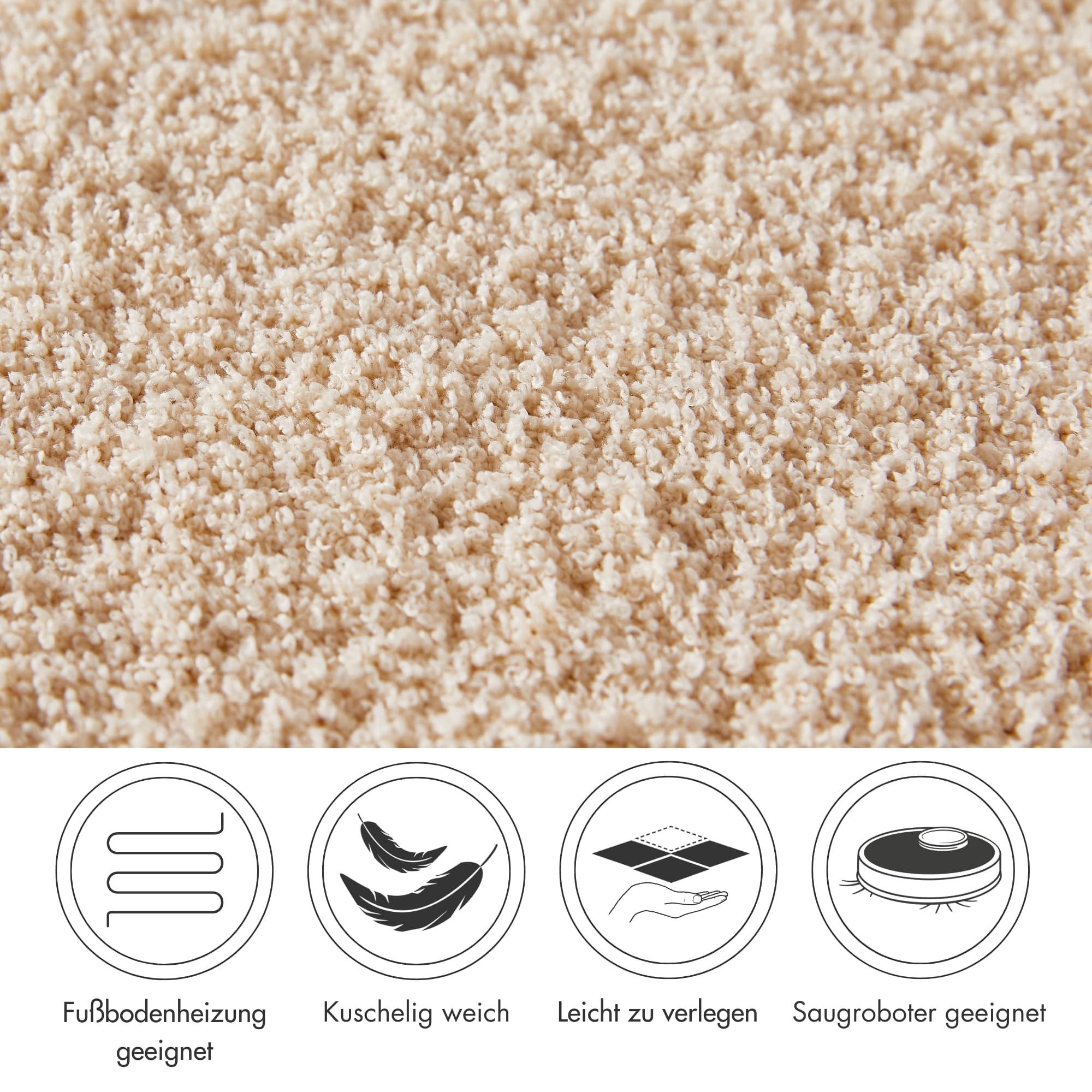 Andiamo Teppichboden Softness, Velours, Gesamthöhe 17 mm, Luxusklasse LC5, rechteckig, Uni Farben, Breite 400 cm, besonders weich, Wohnzimmer, Schlafzimmer