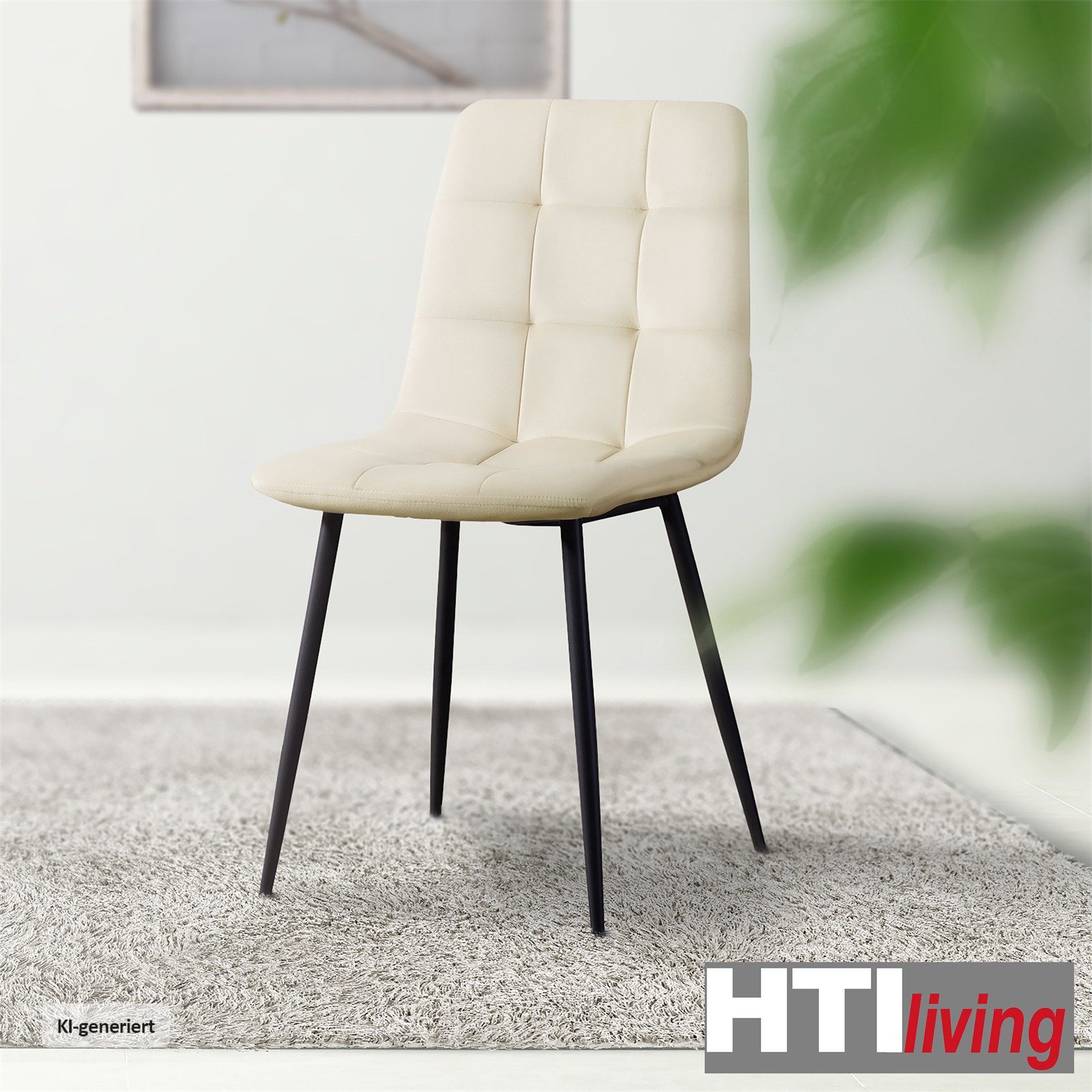 HTI-Living Polsterstuhl Esszimmerstuhl 4er Set Creme Mesa (Set, 4 St), Küchenstuhl mit Samtbezug – Bild 2 von 2