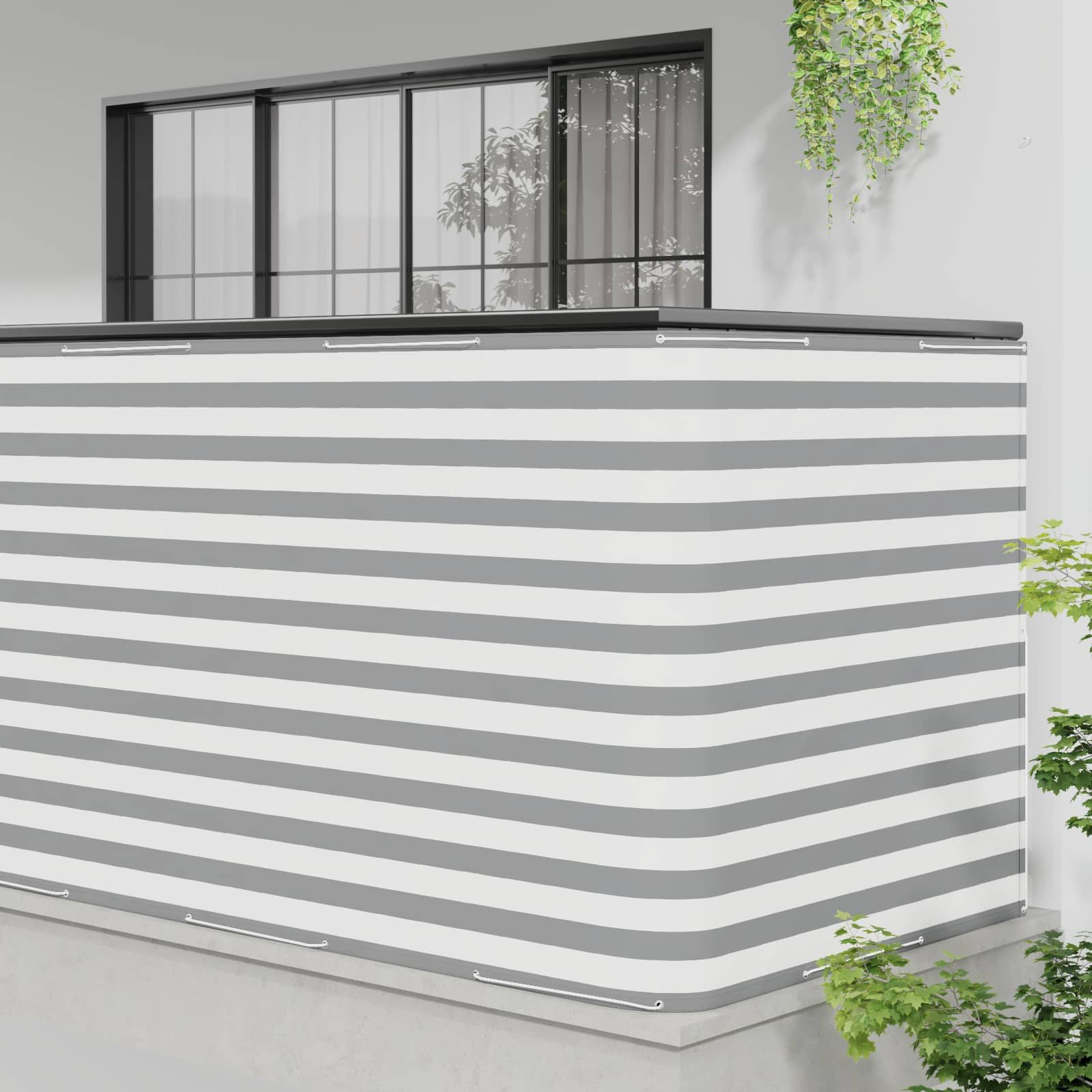 vidaXL Balkonsichtschutz Balkon Sichtschutz 150 x 800 cm Stoff mit PU-Beschichtung (1-St)