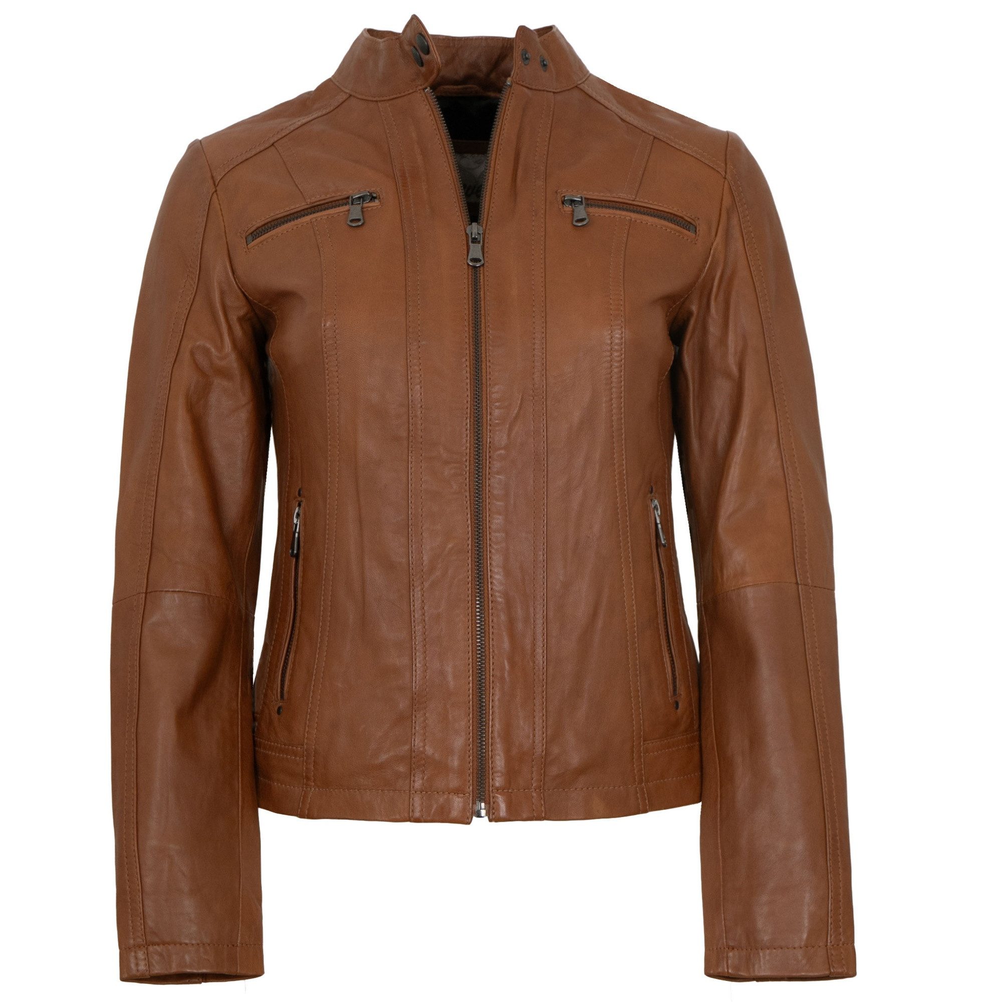 7eleven Lederjacke Catia 7eleven - Damen Lederjacke Lammnappa cognac