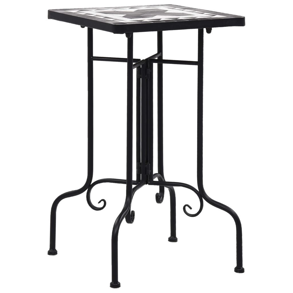furnicato Beistelltisch Outdoor-Tisch Mosaik 35 x 35 x 56 cm Schwarz und Weiß (1-St), Leicht zu reinigender Pflanztisch mit stabilem Eisen-Gestell