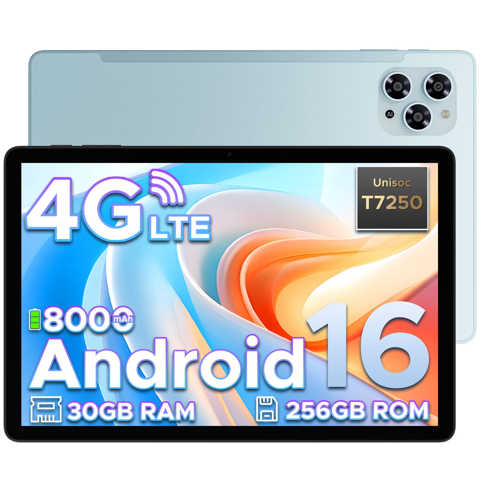 DOOGEE TAB G6 Android 16 Tablet mit SIM Card Slot, 11 Zoll Tablet (11", 256 GB, Android 16, 4G LTE, 6GB RAM + 256GB ROM, 90Hz IPS, Widevine L1, 4G LTE/5G WiFi/Face ID)