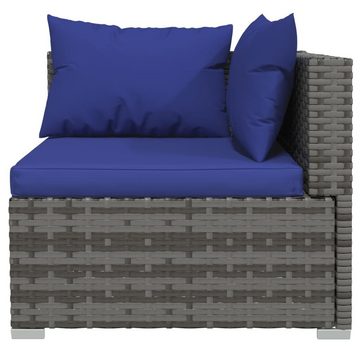 furnicato Garten-Essgruppe 2-Sitzer-Sofa mit Kissen Grau Poly Rattan
