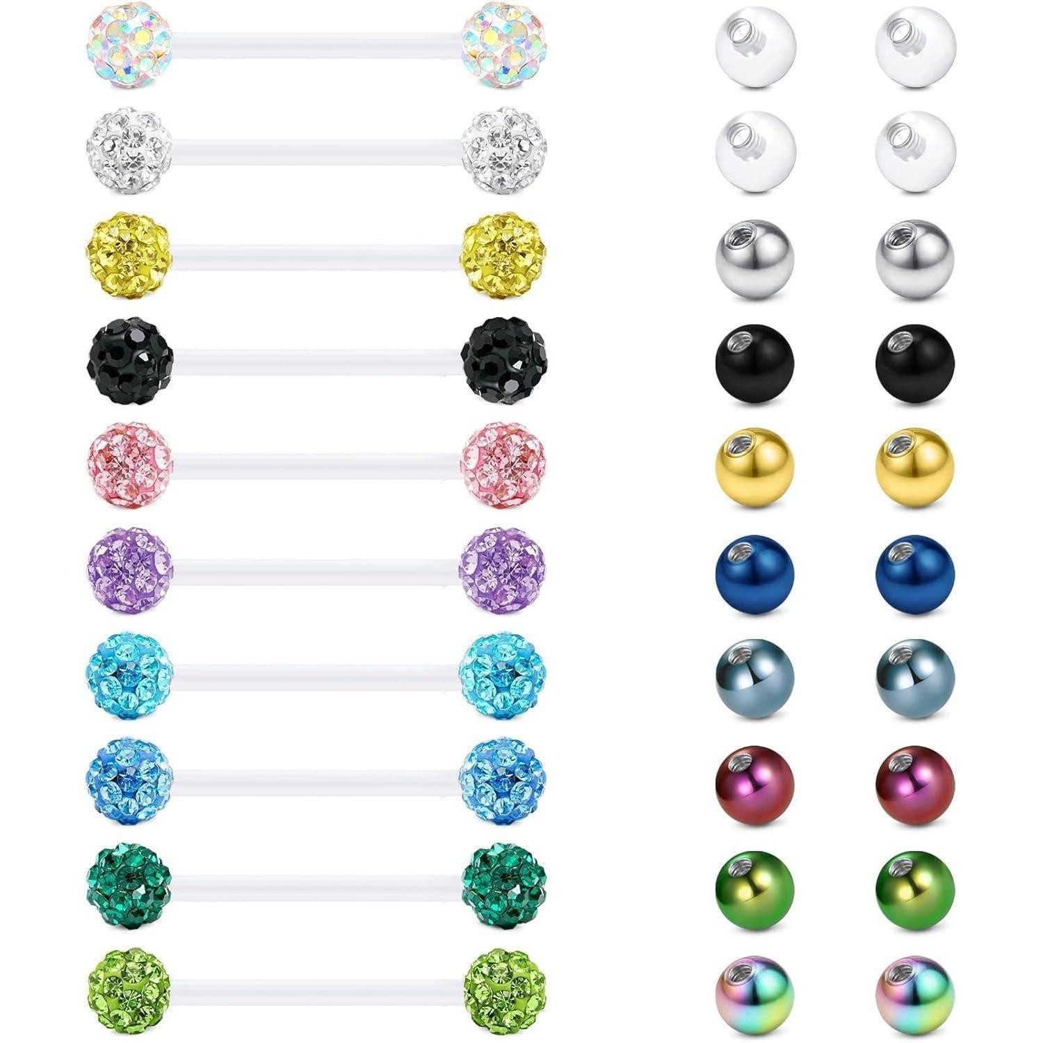 Rajnard Brustwarzenpiercing Zungenpiercing Kunststoff Klar 12-38mm Bioflex Schmuck 14g