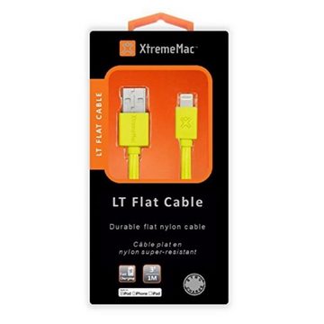XtremeMac HQ Flat Lightning-Kabel 1m Gelb Smartphone-Kabel, USB Typ A, Apple Lightning, Lightning-Stecker Laden + Datenkabel für Apple iPhone, iPad und iPod