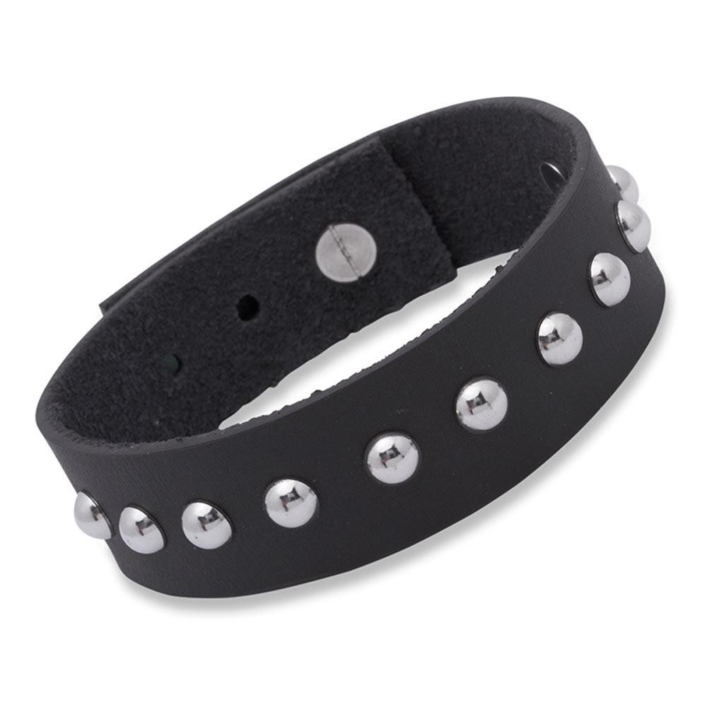 Unique Lederarmband Lederarmband schwarz Edelstahlnieten 18-22cm günstig online kaufen