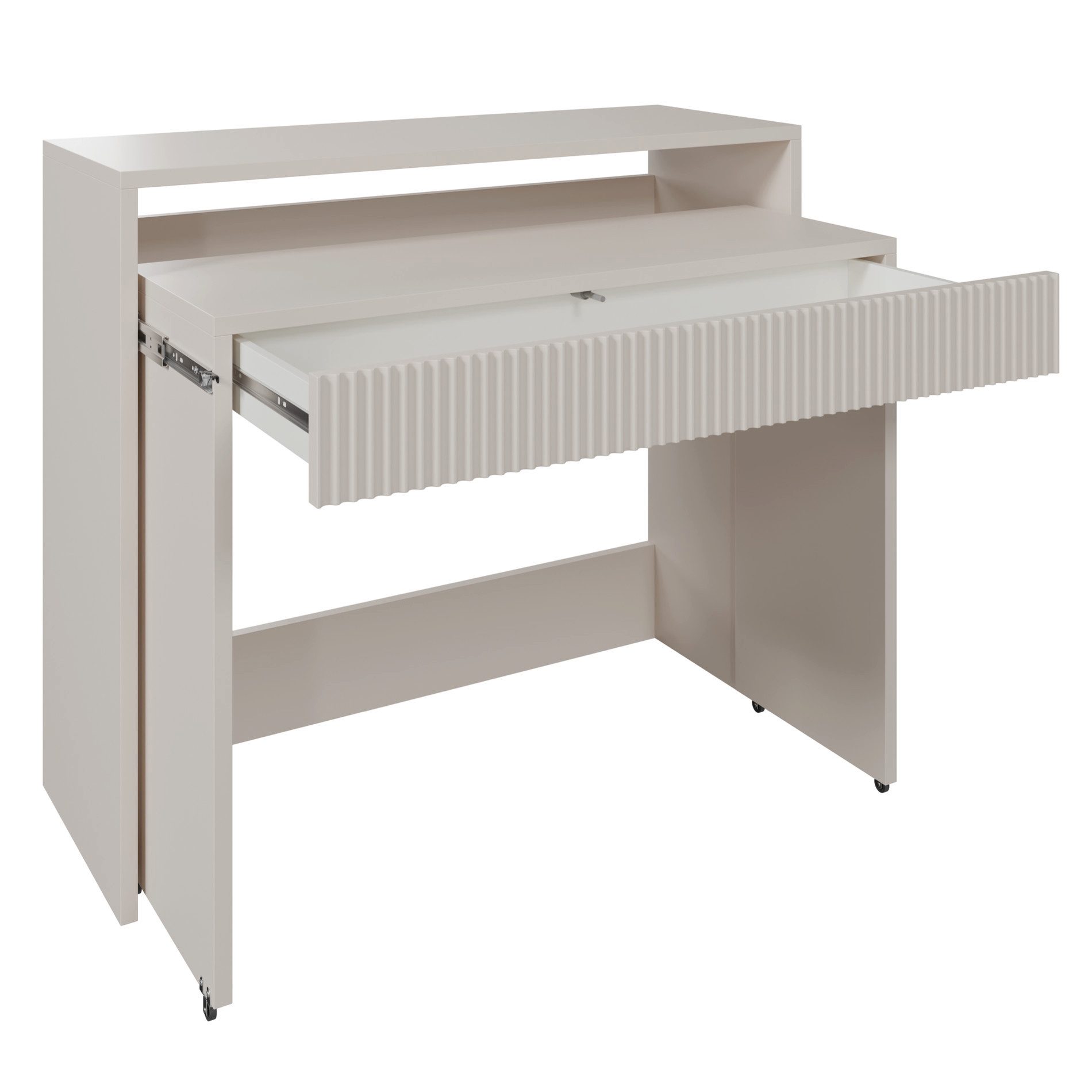 Selsey Schminktisch ZOOM, Schublade, Wiener Geflecht Optik, Lamellen Eiche, Metallgestell