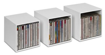 Cubix Aufbewahrungsbox cubix-CD-Boxen-Set weiss, 3 Aufbewahrungs-Boxen Holz für 40 CDs.
