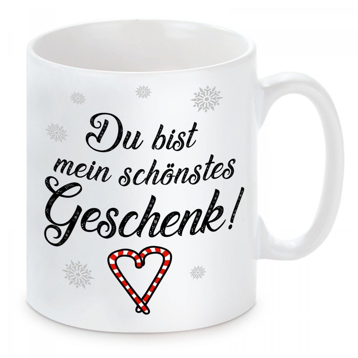 Herzbotschaft Tasse Kaffeebecher mit Motiv Du bist mein schönstes Geschenk, Keramik, Kaffeetasse spülmaschinenfest und mikrowellengeeignet