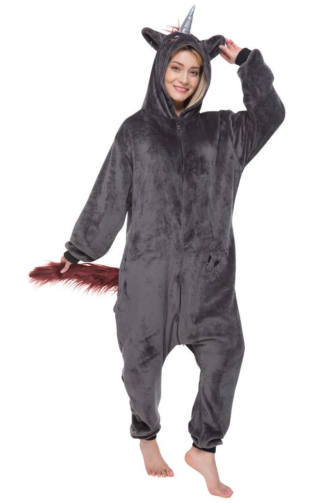 Corimori Partyanzug Erwachsenen Onesie Kostüm in den Größen 150-190cm, Jumpsuit, Pyjama, Fasching, Kigurumi, Tierkostüme, Punk Einhorn "Ruby"