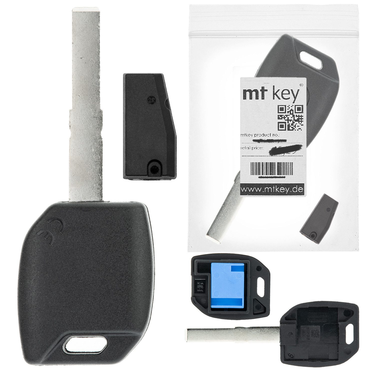 mt-key Schlüsseltasche Auto Zünd Schlüssel Rohling SIP36 + ID46 Transponder (Set), für Alfa Romeo Giulietta 940 (10-16); Peugeot Boxer II (07-16)