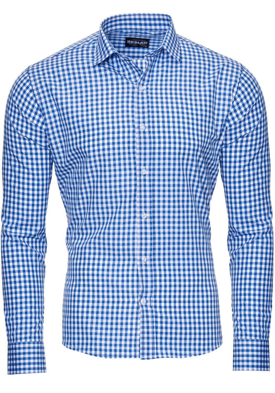 Businesshemd Reslad Herren Hemd Vichy Karomuster Langarmhemd RS-7007