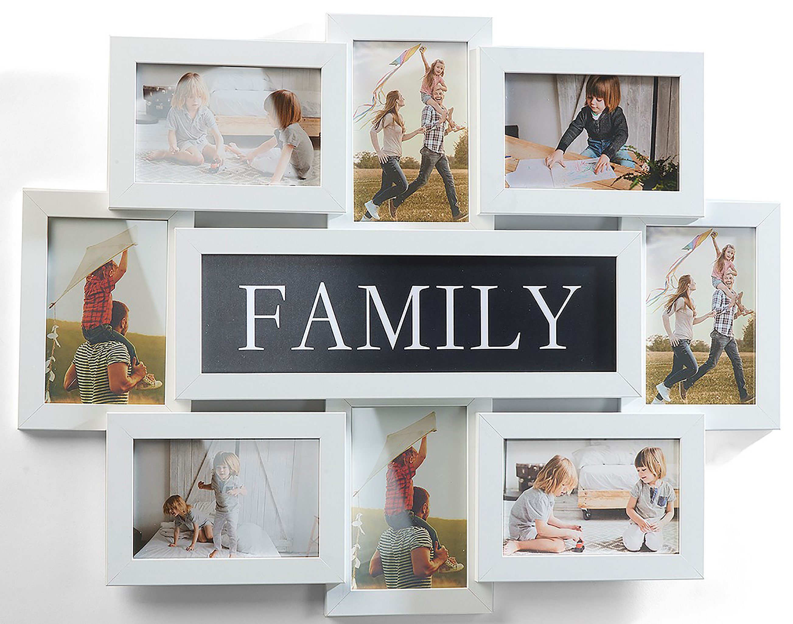 Kobolo Bilderrahmen Collage Bilderhalter FAMILY weiß für Format 10x15cm, für 8 Bilder (1 Stück) | Bilderrahmen Collage