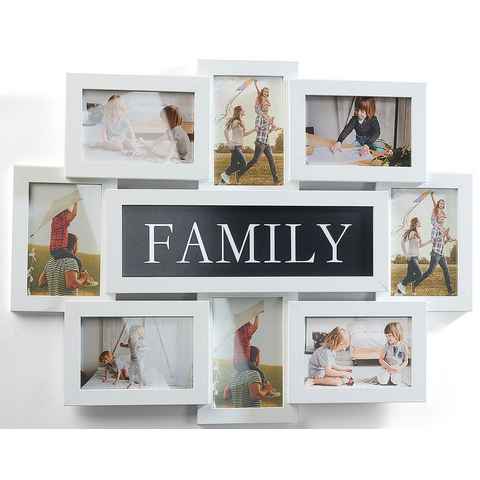 Kobolo Bilderrahmen Collage Bilderhalter FAMILY weiß für Format 10x15cm, für 8 Bilder (1 Stück)