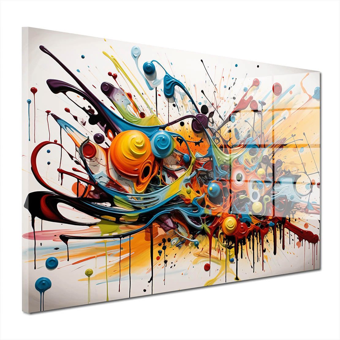 Artedinoi Acrylglasbild Abstrakte Kunst bunt mit Farben Acrylglas Wandbild Bild Wanddeko Wohnz
