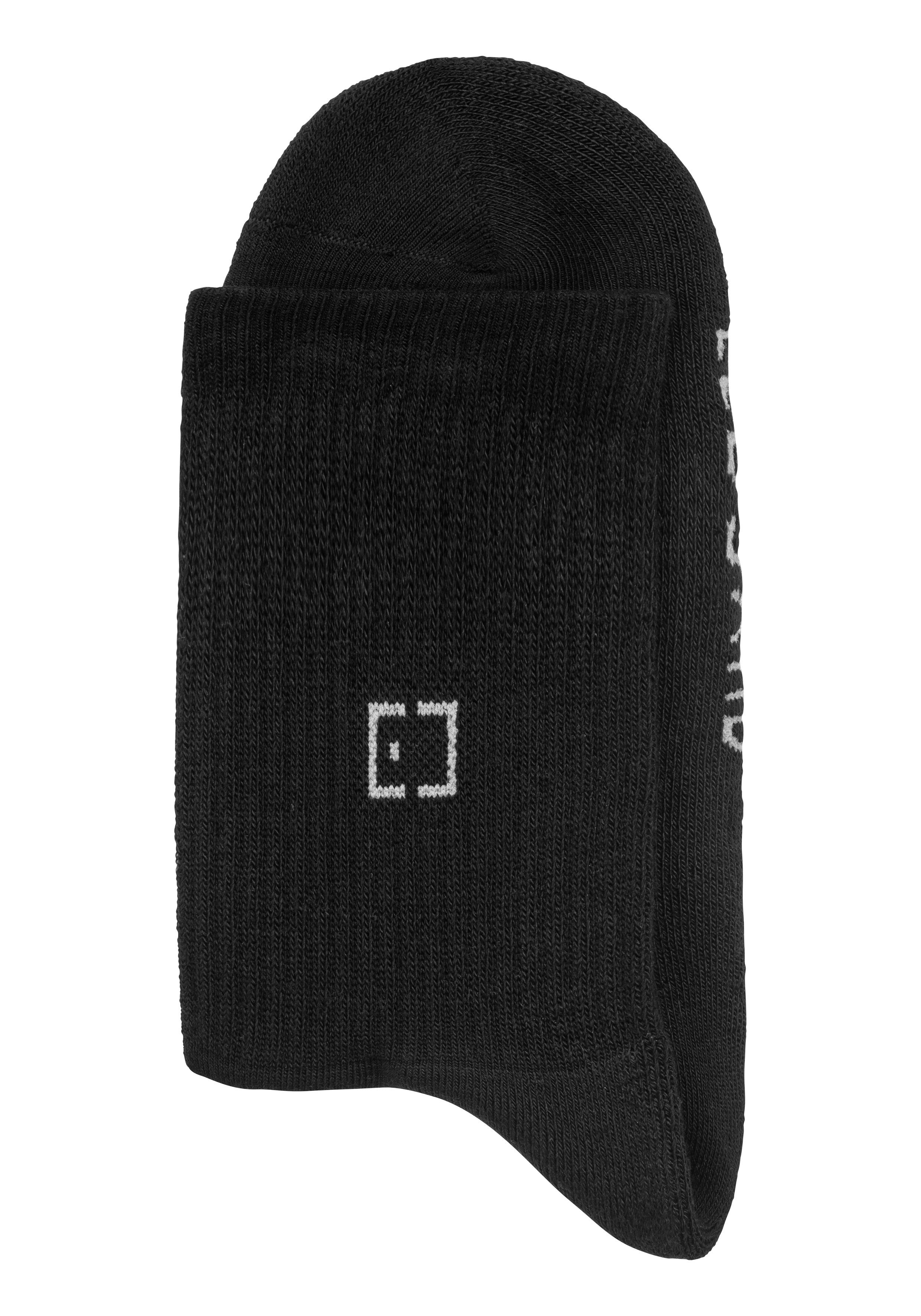 und (3-Paar) 3x eingestricktem Schriftzug Elbsand Markenlogo schwarz mit Socken