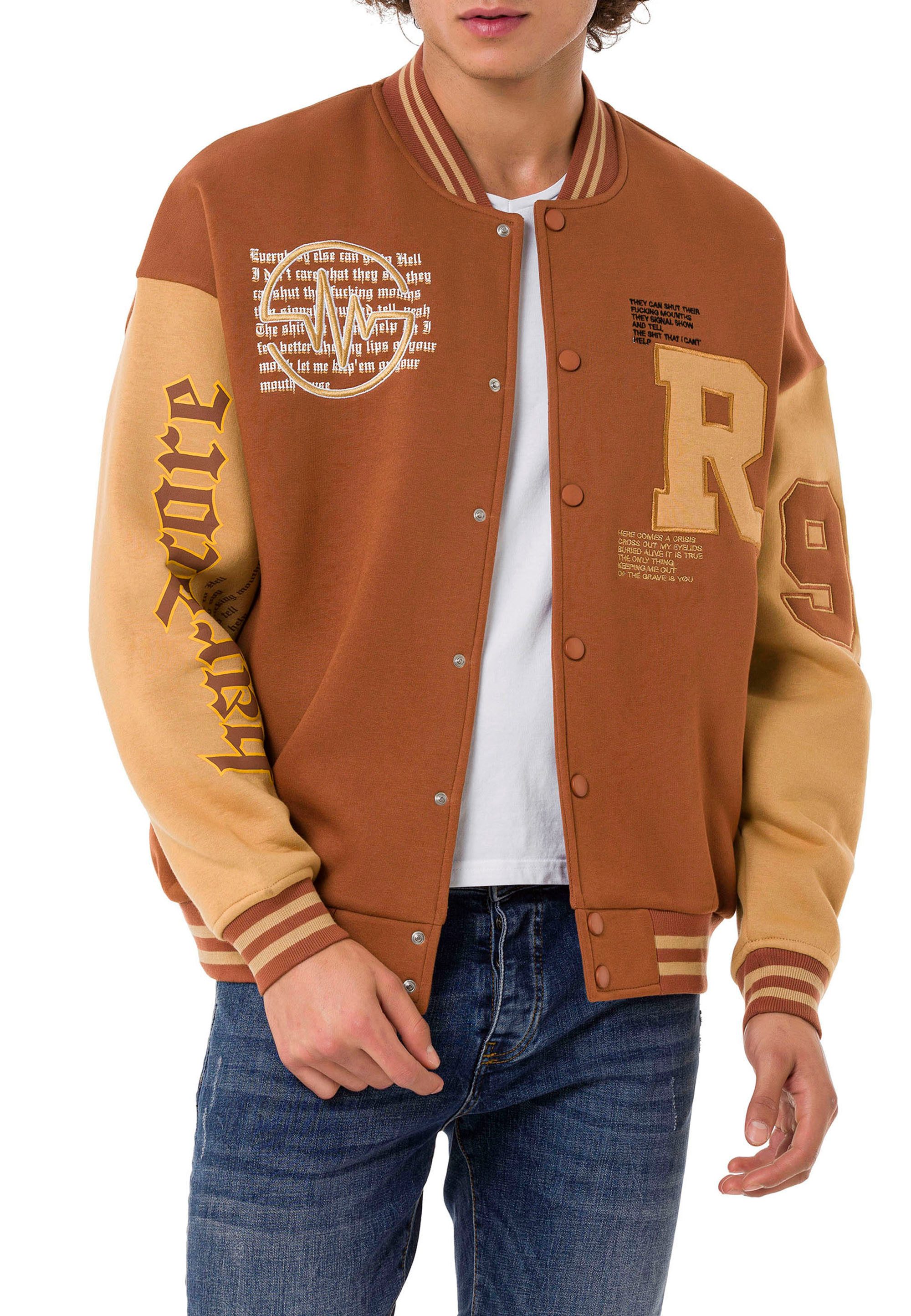 RedBridge Collegejacke Retro-Look – Letterprint, Kontrastärmel, Oversize günstig online kaufen