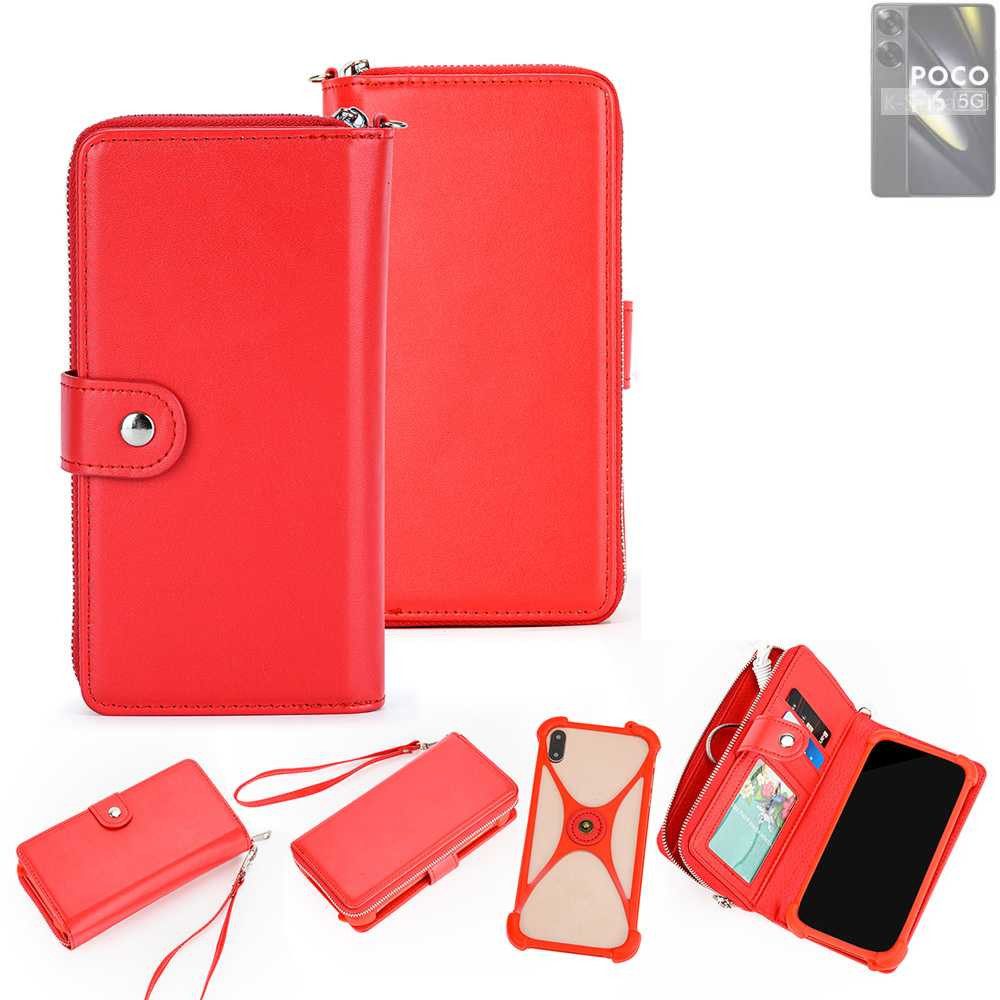 K-S-Trade Handyhülle für POCO F6, 2in1 Schutzhülle Portemonnee Handyhülle mit Bumper Hülle Case