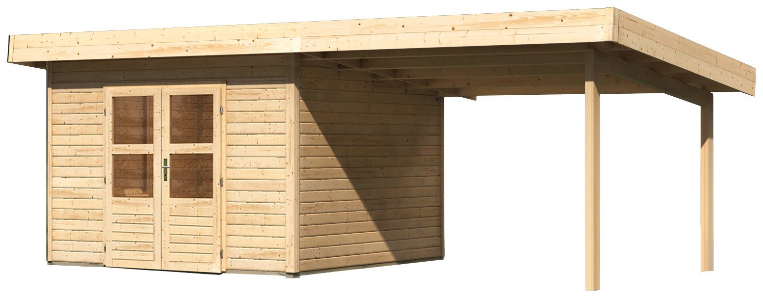 Karibu Gartenhaus Perlsee 3, BxT: 604x360 cm, (Set), mit Anbaudach