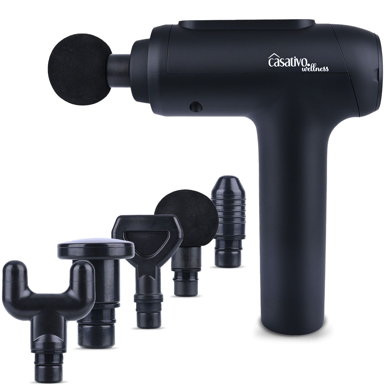 Casativo Massagepistole Massagegerät Massage Gun 20W 6 Köpfen&20 Intensitätsstufen Akkubetrieb, ca. 5 Std. Laufzeit & leiser Brushless-Motor 740g 21 x 18 x 6,6 cm