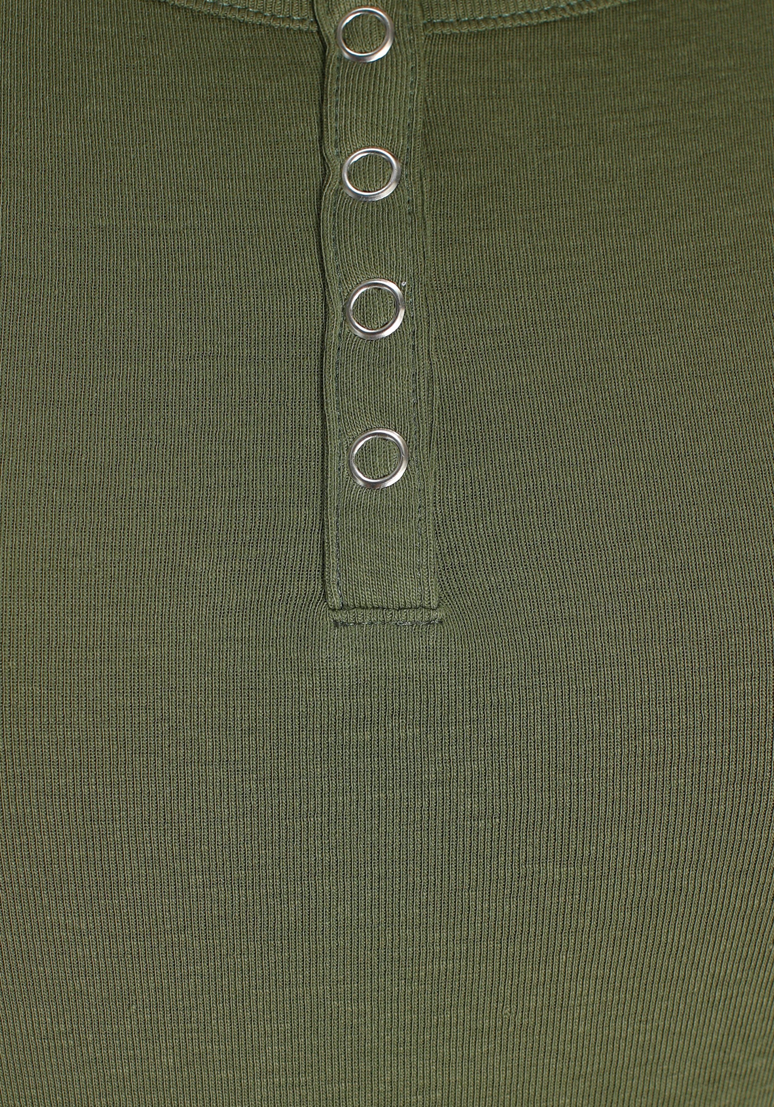 vorne (Set, Knopfleiste T-Shirt mit H.I.S 2-tlg) khaki-schwarz