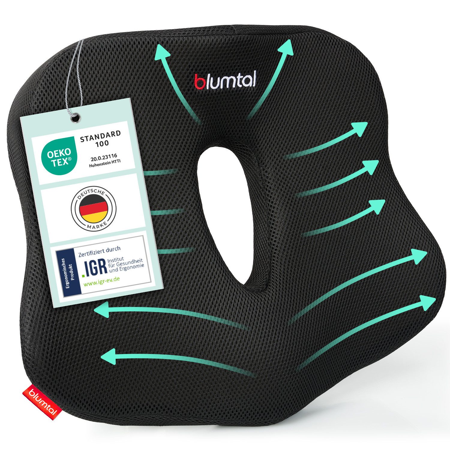 Blumtal Sitzkissen Ergonomisches Sitzkissen, Hämorrhoiden Sitzkissen, ideal für Büro & Auto