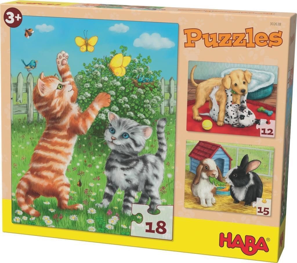 Haba Puzzle Puzzles Haustiere. 3 Motive, Puzzleteile