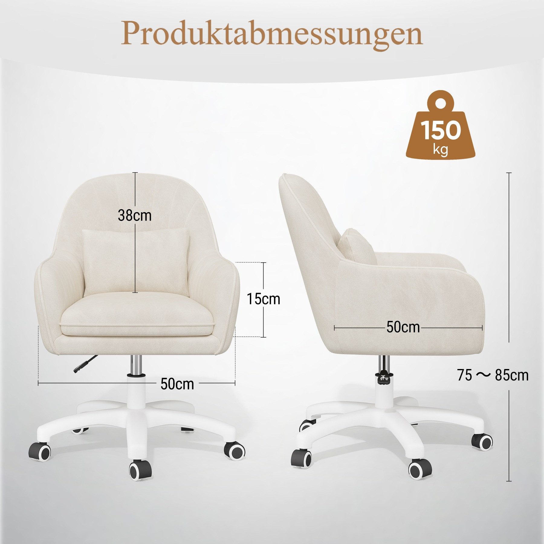 HawthyHome Bürostuhl Ergonomischer Homeoffice-Stuhl, 360° Drehbar & Höhenverstellbar (1 St), Samtbezug mit Kopfkissen, ideal für Arbeitszimmer & Schlafzimmer