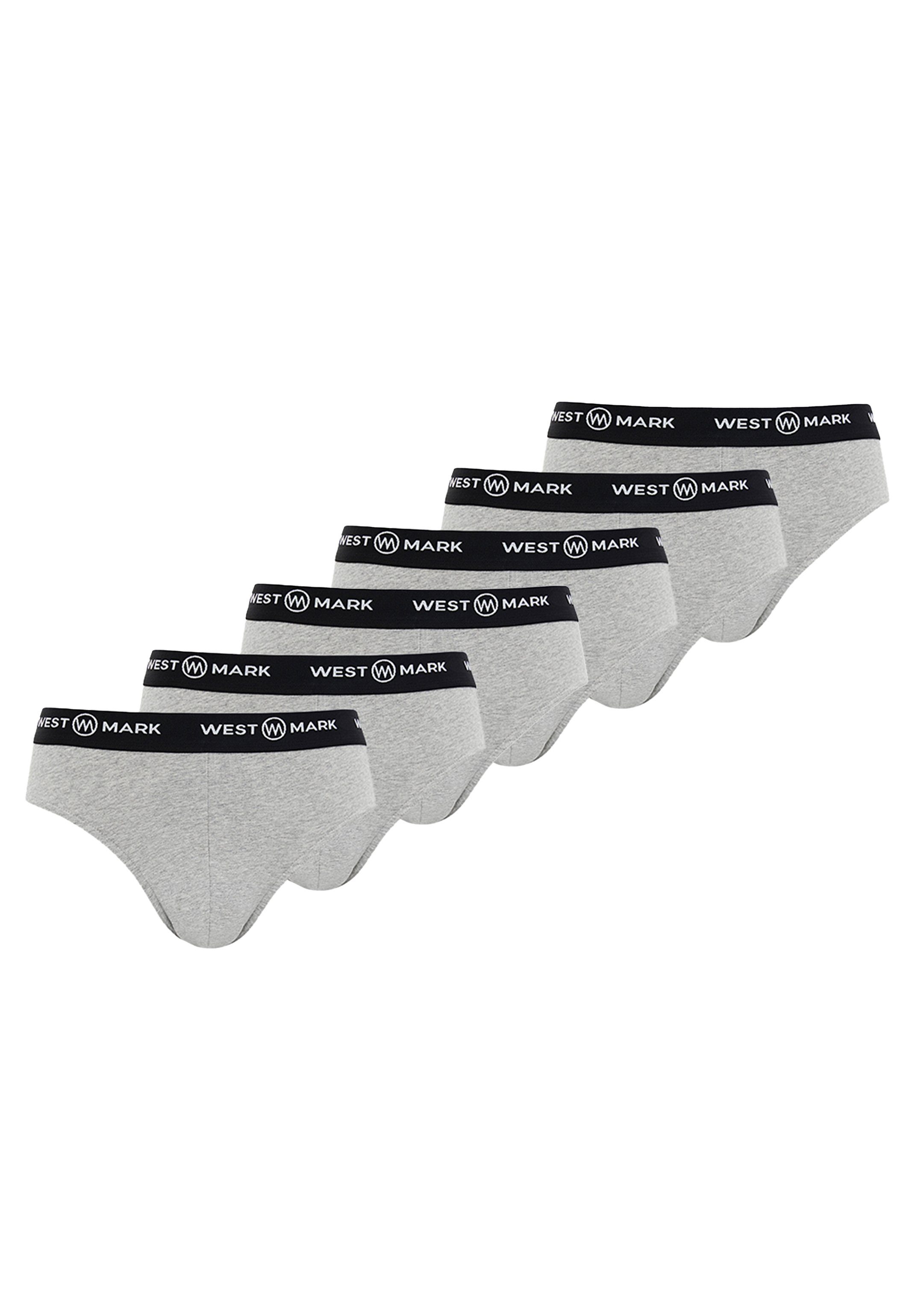 - LONDON / - WESTMARK Melange 6er Eingriff Grey Unterhose 6-St) Pack Logan Ohne (Spar-Set, Slip - Slip Baumwolle