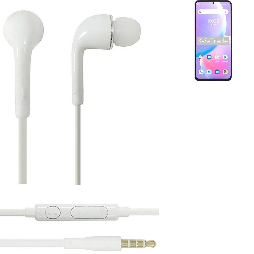 K-S-Trade für UMIDIGI A11 Pro Max In-Ear-Kopfhörer (Kopfhörer Headset mit Mikrofon u Lautstärkeregler weiß 3,5mm) | In-Ear-Kopfhörer