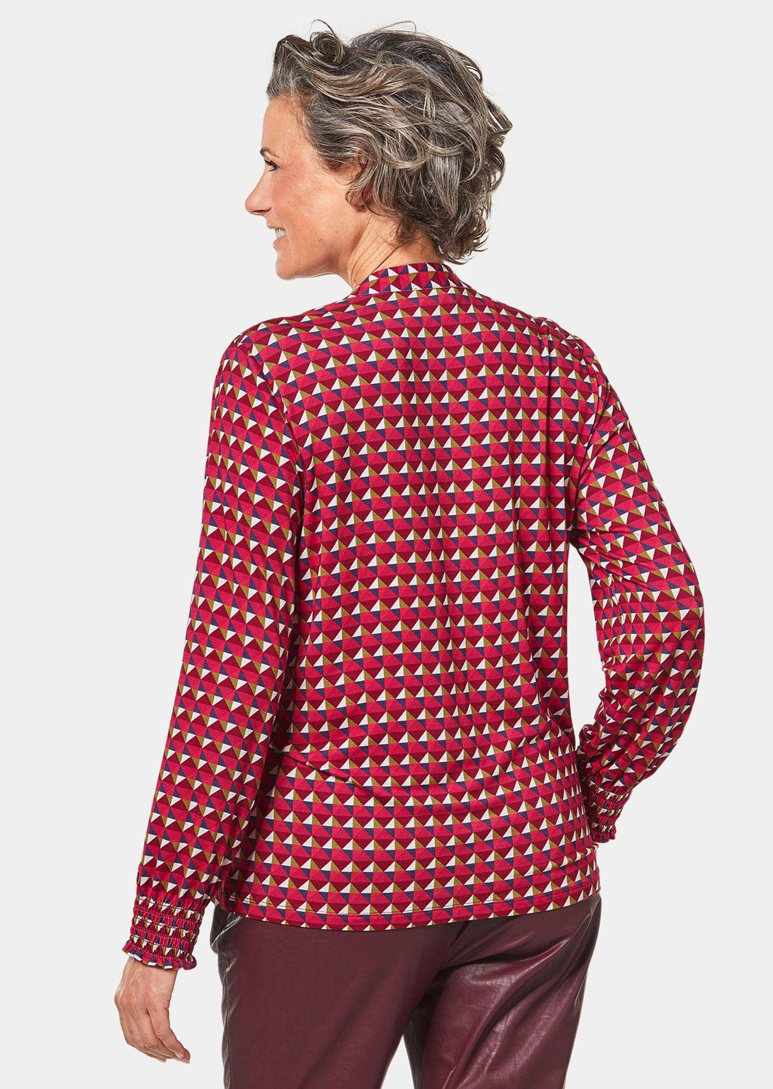 GOLDNER Langarmbluse Jerseybluse mit modischen Smok-Details