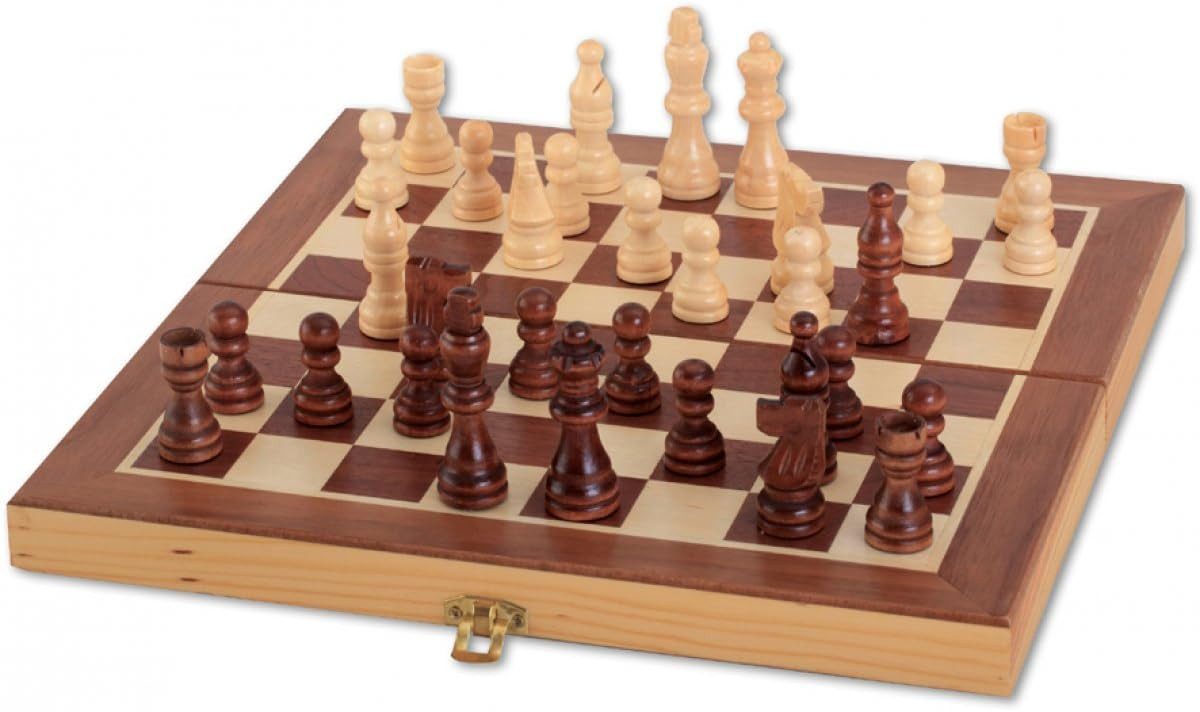 Natural Games Spiel Natural Games Schachkassette dunkel 29x29cm - Hochwertiges Schachspiel