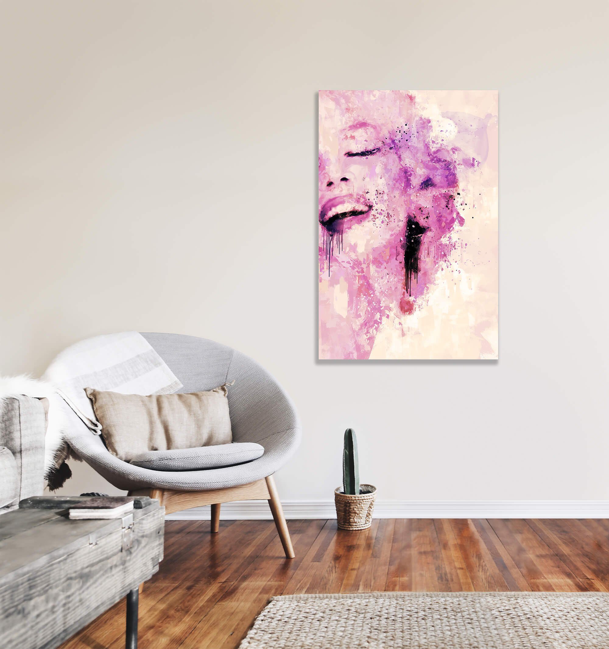 Sinus Art Leinwandbild Marilyn Monroe Porträt Abstrakt Kunst Ikone Hollywood Filmstar 60x90cm Leinwandbild