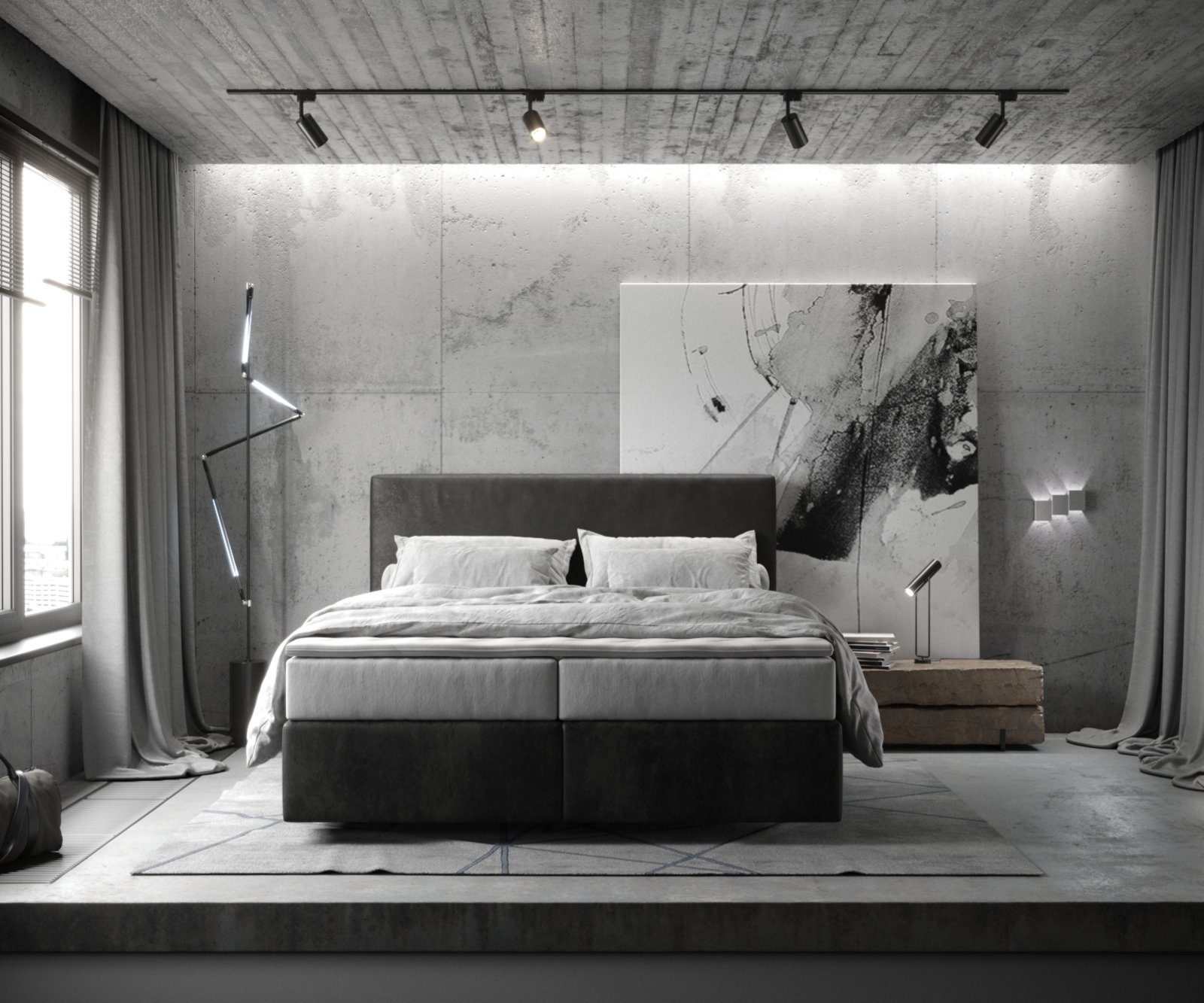 DELIFE Boxspringbett Dream-Well, Mikrofaser Anthrazit Vintage günstig online kaufen